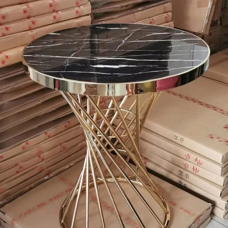 Nordic Simple Leisure Circular Edge Corner Table Imitation Marble Coffee Desk Furniture For Balcony Bedroom Decor