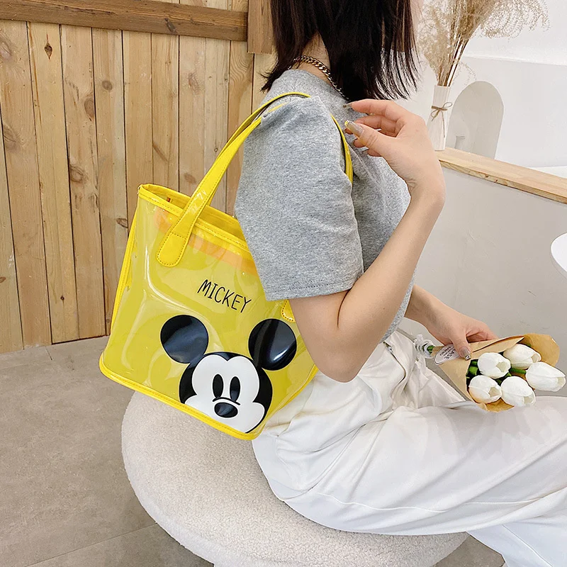 Mickey Mouse Bag Minnie Mouse Bag Donald Duck Korean Handbag Kawaii Cartoon  Pattern One Shoulder Messenger Portable Bucket Bag