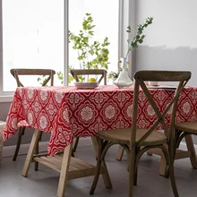 

Polyester Tablecloths, Waterproof Table Covers Paper Cut Red Dining Table Coffee Table Deco