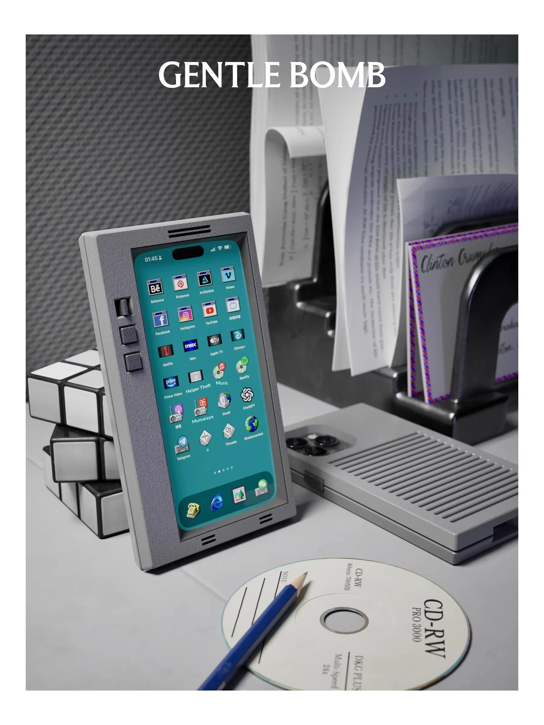 Retro phone case 3D printing Retro Win95 theme CRT monitor cool fun original for iPhone WinPhone Gifts