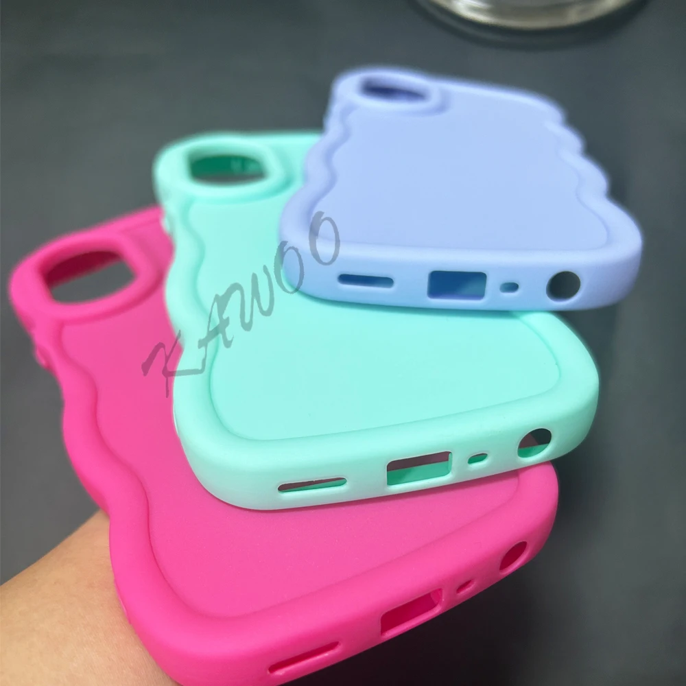 Macaron Colors Curly Frame Soft TPU Shockproof Slim Phone Case Cover