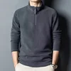 Men‘s Fleece Sweatshirt Sweater Half Zipper Neck Protection Comfortable Pullover Double-Sided Polar Fleece Outdoor Sweatshirt