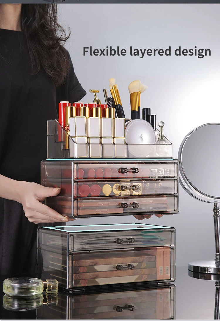 Description Picture 3 of itemDrawer Acrylic Clear Makeup Storage Organizer Large Cosmetic Display Case Stackable Drawers Dresser for Skin Care Makeup Storage