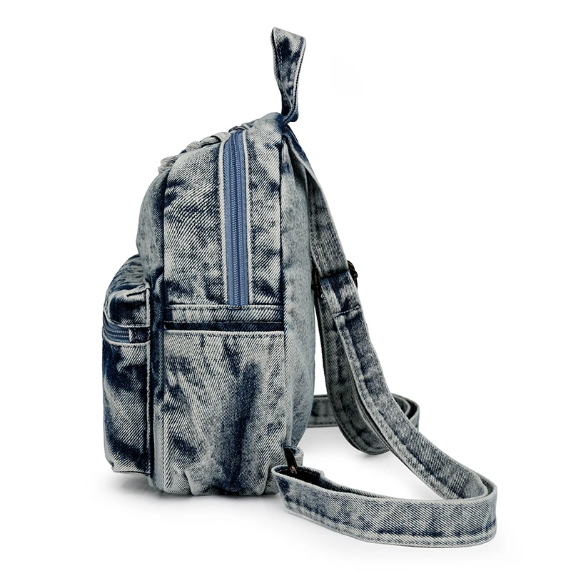 Zaini in Denim lavato piccola tela per il tempo libero o borse da viaggio pacchetti da donna moda stile Preppy zaini piccoli borse per libri di stoffa - immagine 4