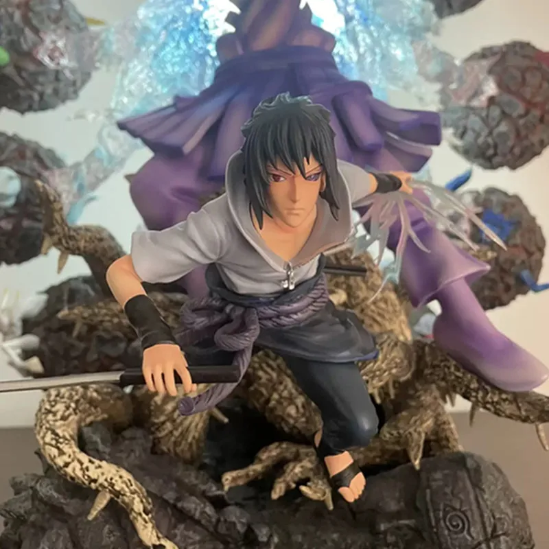 Anime NARUTO Uchiha Sasuke Susanoo Battle Chibaku Tensei Form Statue Resin Anime with LED Light Action Figure Model Toy