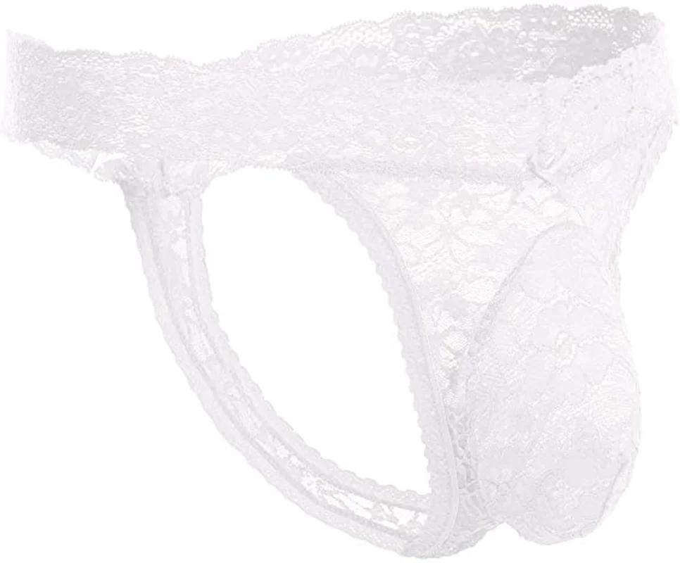 Men Thong Sexy Mens Sexy Lace Underwear CD Triangle Thong Transparent Sexy COSPLAY Underwear