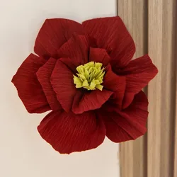 Crepe Paper Flower and Butterfly Wall Decoration Set for Parties and Home Decor (Wine red)