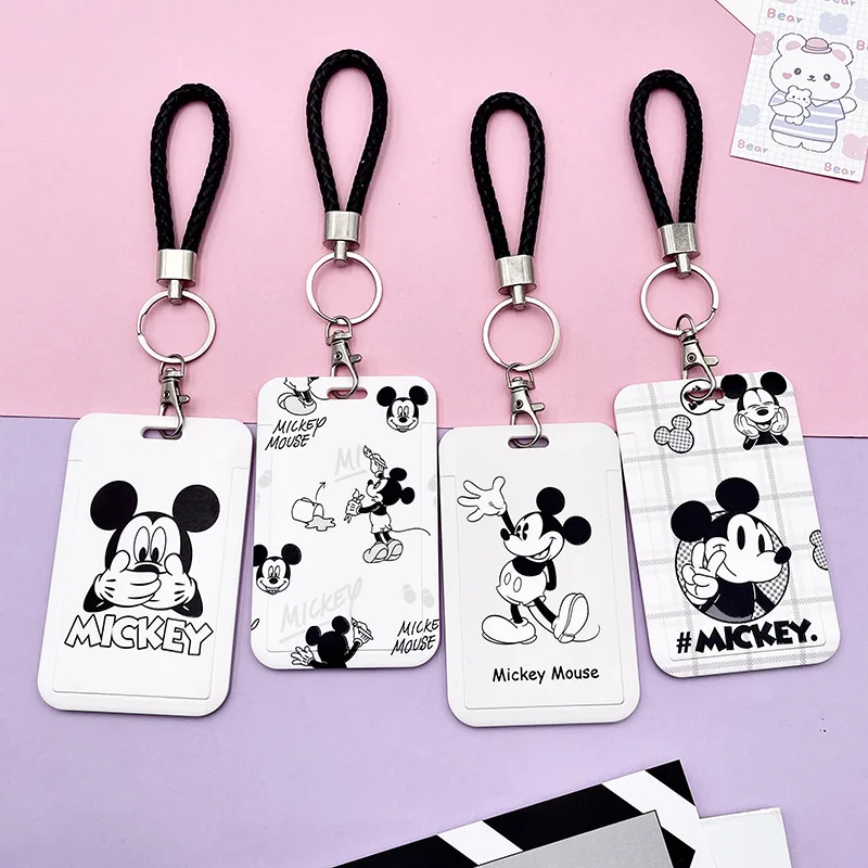 Disney Mickey Women Business Card Holder Cartoon Cute Lanyard Credit