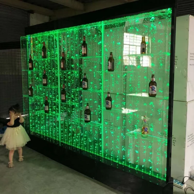 خزانة عرض LED زجاجية للبار المنزلي
