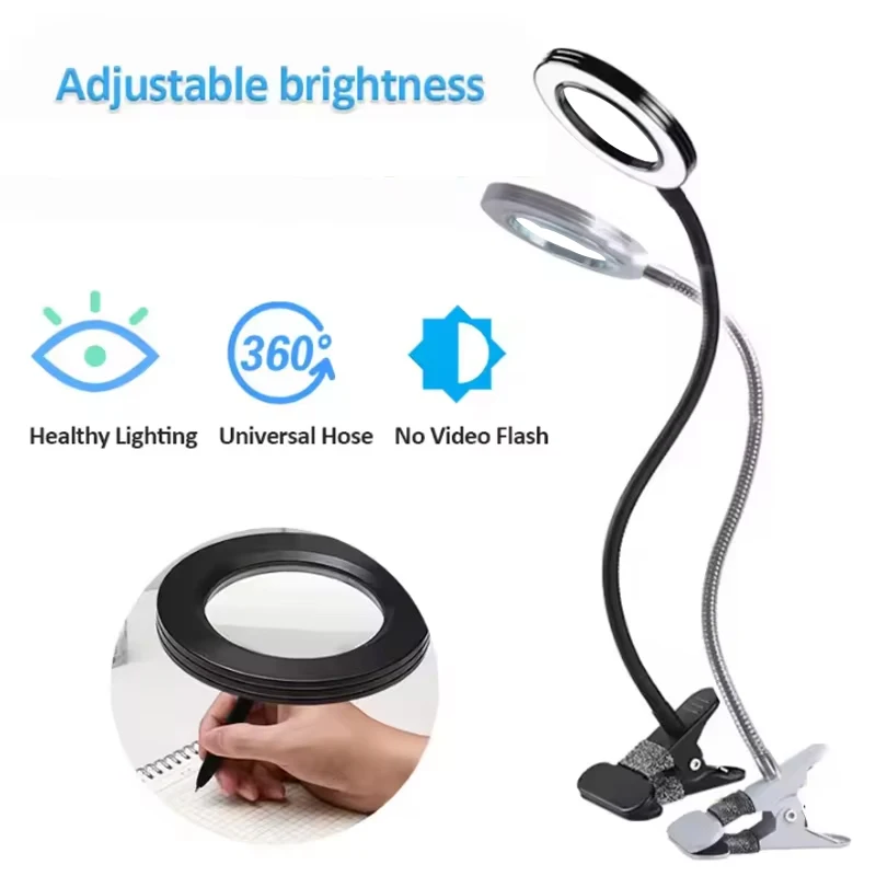 3색 LED 책상 램프는 유연한 유리 소재로 제작되었으며, 가정 독서, 수리, 미용 및 검진에 적합합니다.