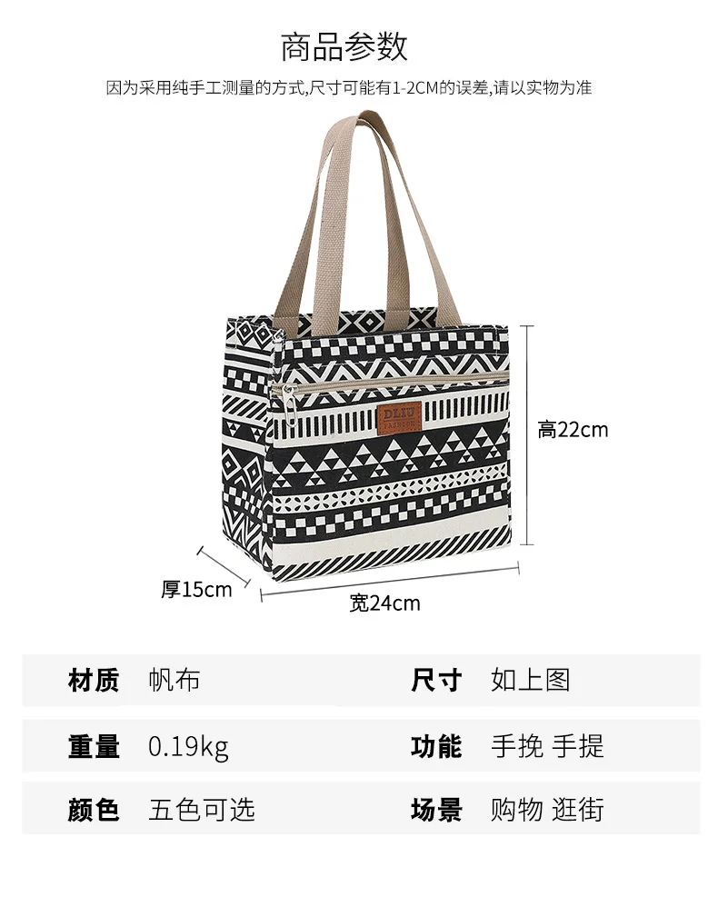 Neue Lunchtasche mit Streifenmuster, Folienisolierung und Griffen für Arbeit und Pendeln – Detail 1