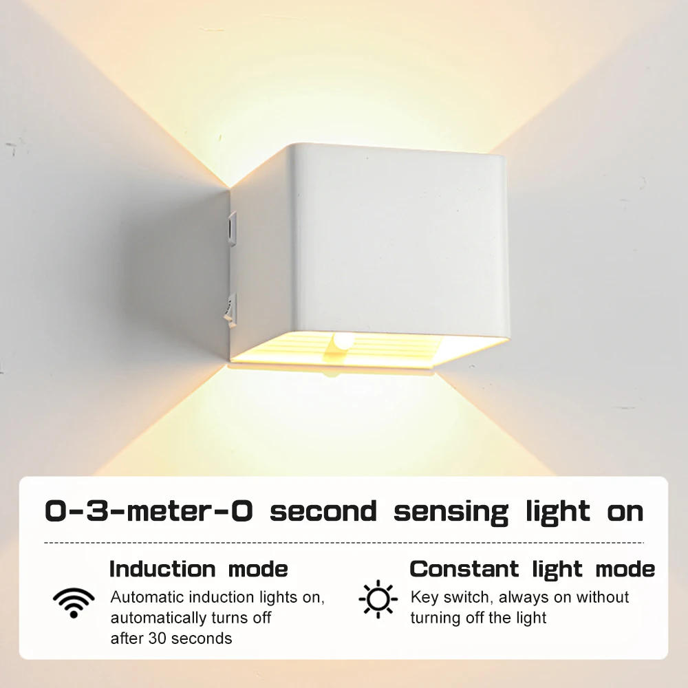 Cordless Sensor LED Wall Lamp Magnetic Wall Light Rechargeable Bedside Light Up and Down Sconce for Living Room Corridor Bedroom