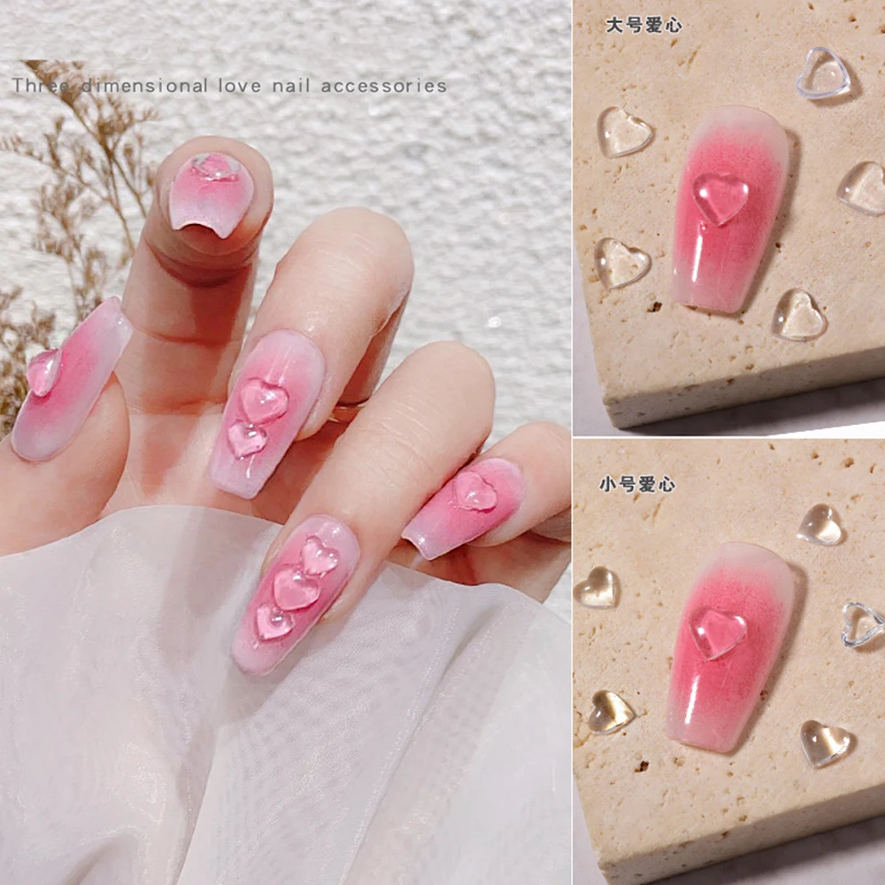 3D Herzförmige Nagel-Charms Aus Acryl – Transparent, Für Maniküre & DIY-Deko