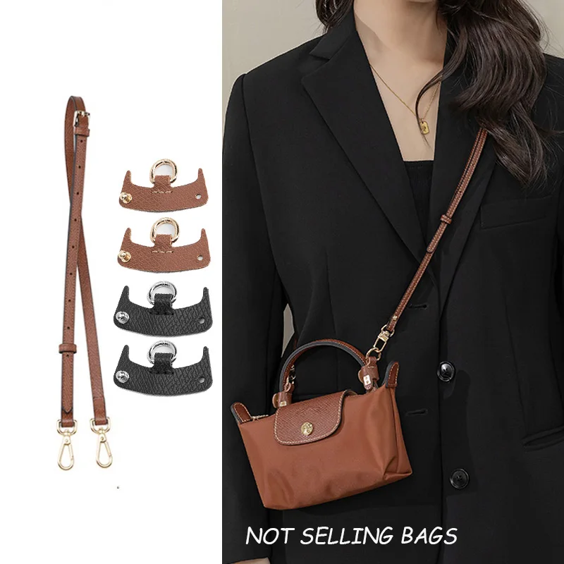 3Pcs Bag Transformation Accessories for Longchamp Mini Bag Straps Punch-free Genuine Leather Shoulder Strap Crossbody Conversion