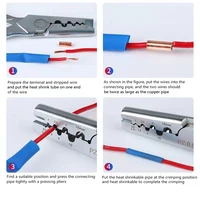 250 PCS GT ทองแดงเชื่อมต่อท่อลวด Joint ทองแดงขนาดเล็กหลอด Terminal CABLE LUG Bootlace Ferrule ชุด CRIMPING คีม 5