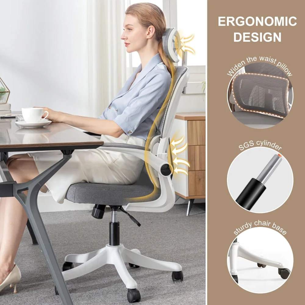 Computer Chair, Office Chair, High Back Ergonomic Office Chair with Lumbar Support, Adjustable Headrest, 3D Armrest 3