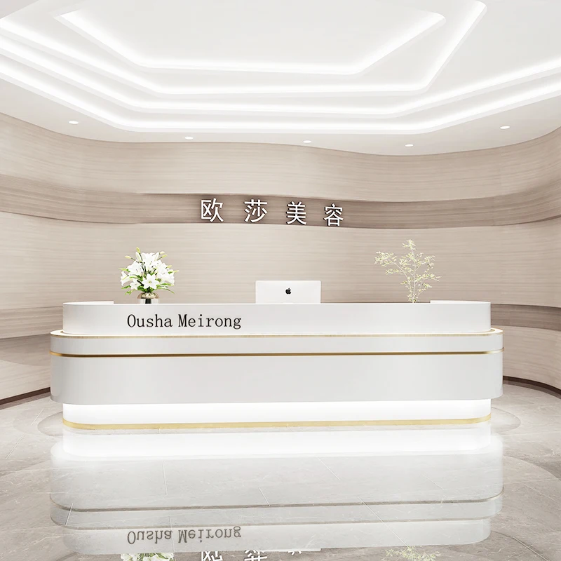 

White Lighting Reception Desk Check Modern Information Simple Reception Desk Banco Cash Comptoir De Caisse Luxury Furniture