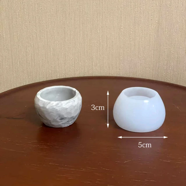 Round Candle Jar Molds Striped Gypsum Epoxy Resin Flower Pot Molds DIY