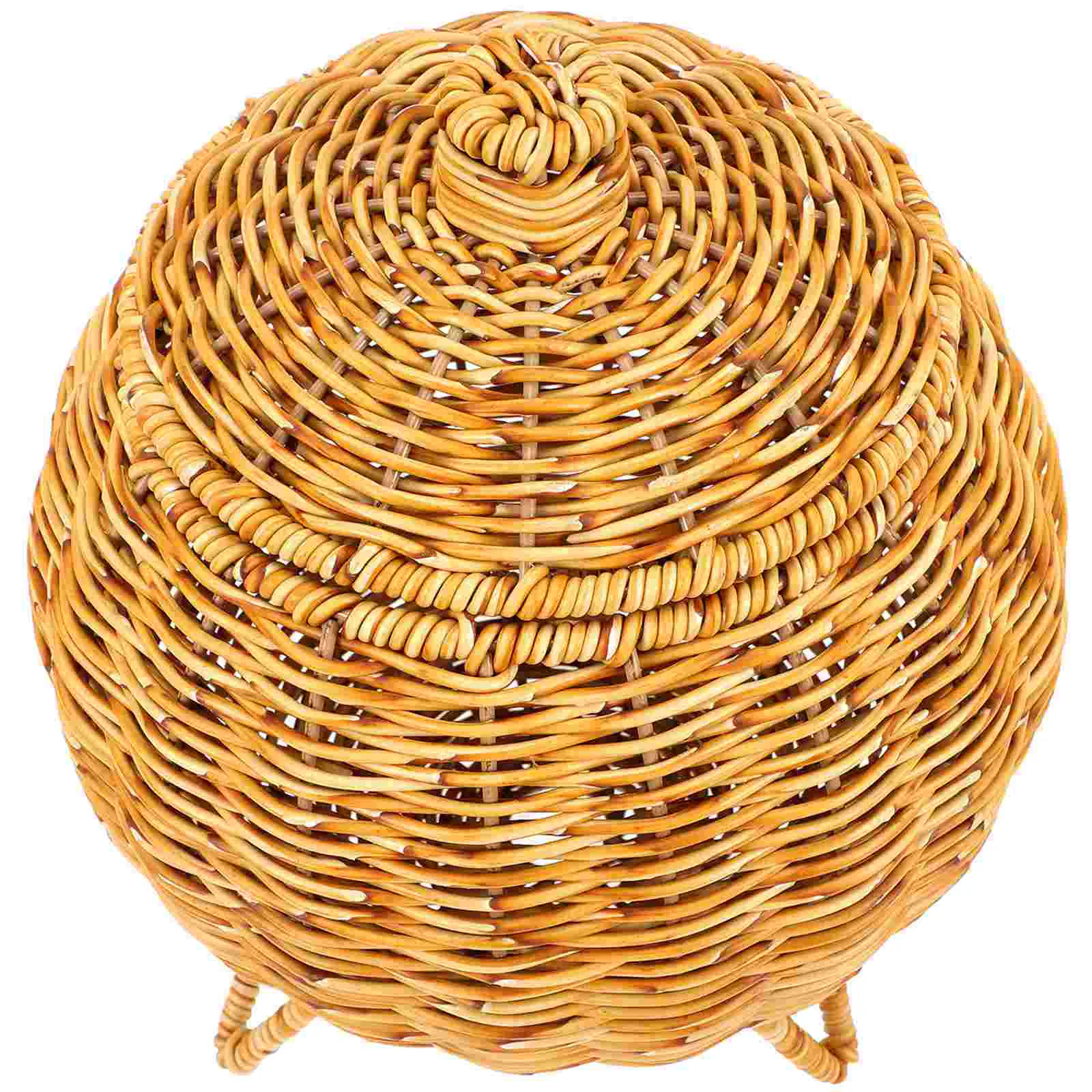 

Retro Storage Basket Multi-function Egg Holder Bins Garbage Can Simple Supply Delicate Fruit Plastic with Lid Daily Use