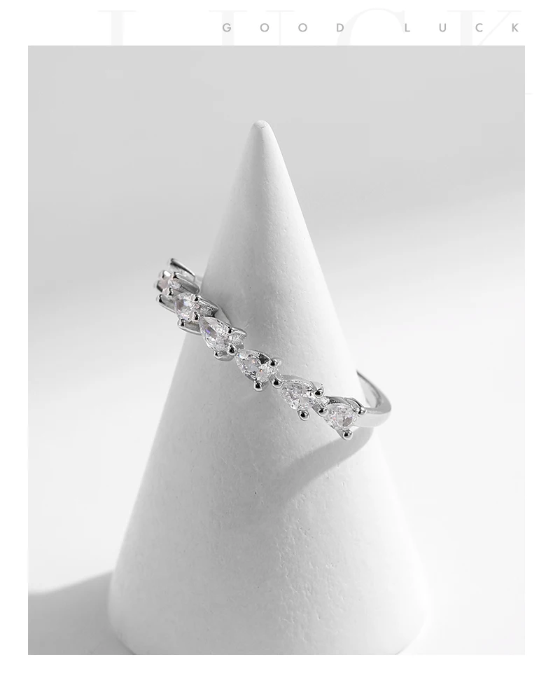 MODIAN Echter 925er Sterlingsilber, einfacher Wassertropfen, Birne, CZ-Fingerring, Krappenfassung, stapelbarer Ring für Frauen, Geschenk, edler Schmuck – Detail 7