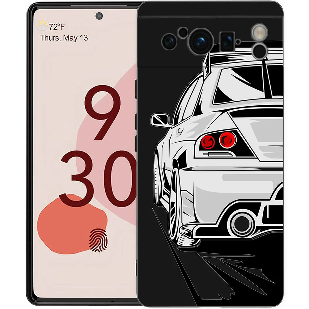 JDM Sports Cars TPU Shockproof Black Phone Case