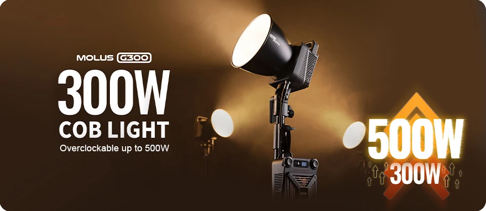 MOLUS G300 300W COB LED Light Overclockable to 500W Video Lights 2700K-6500K APP