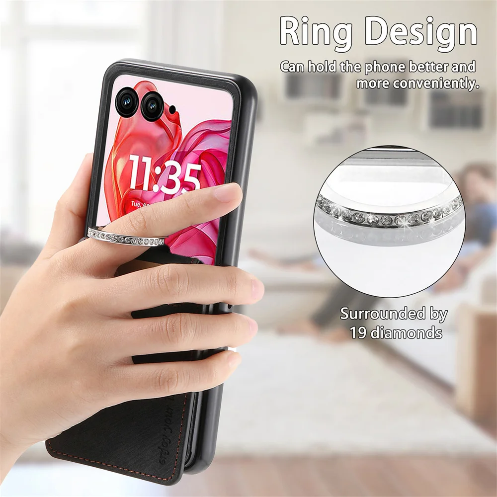 Retro Leather Wallet Phone Case with Card Holder and Ring Bracket