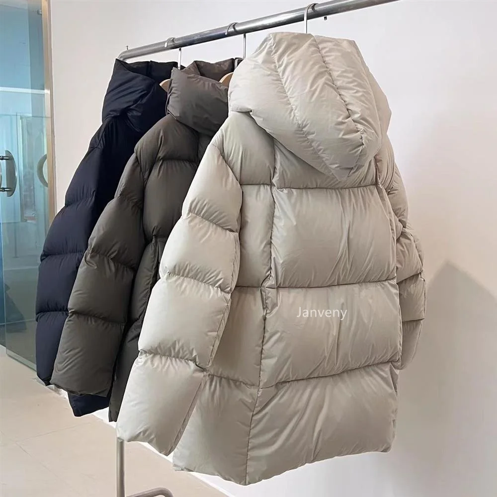 Janveny Winter 90% White Duck Down Jacket Women 2024 Fashion Female Thick Warm Fluffy Parkas Loose Oversized Puffer Coat Outwear 2