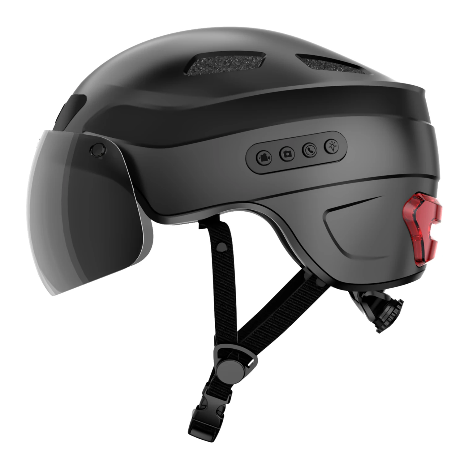 Bike Helmet with Built-in Camera,Quick Release Visor by Magnetic Point,Smart Taillight with Turn Signal,Bluetooth Calling & Play