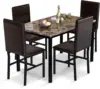 NEW5 Piece Dining Table Set for 4,Faux Marble Kitchen Table and Chairs for 4, Dining Room Table Set with Chairs, Brown 1
