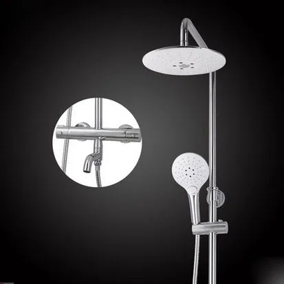 Modern Chrome FinisInterllige Temperature Air Nozzle Spout Wall Mounted Thermostatic Shower Set WitABS Shower Head