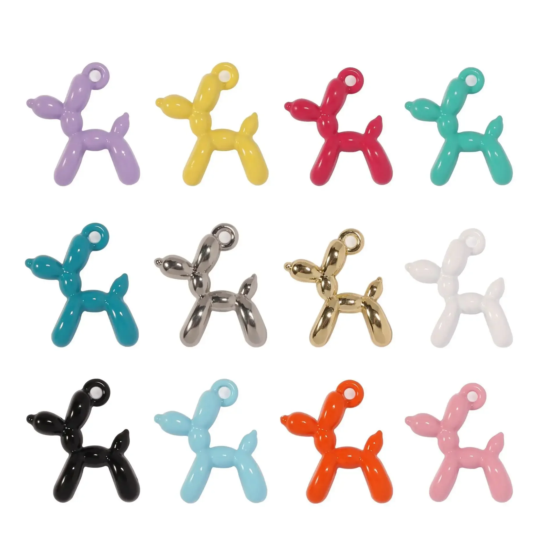 

WZNB 20Pcs Enamel Balloon Dogs Charms Animal Alloy Pendant for Jewelry Making Handmade Earring Necklace Diy Accessories