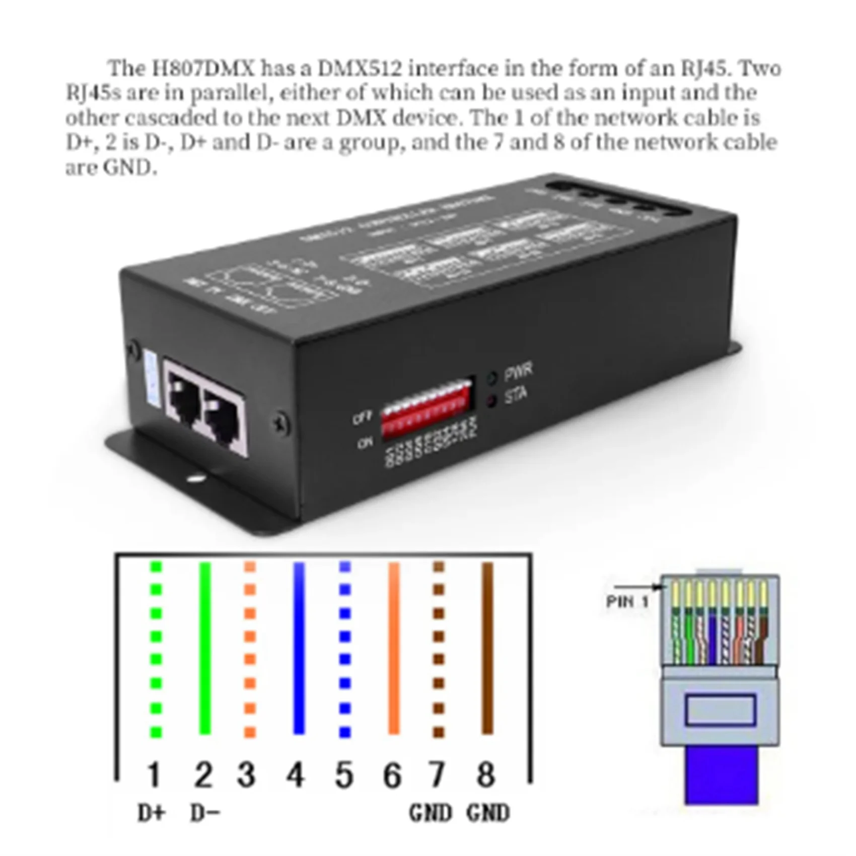 N36R-4X DMX512 H807 RGB LED 컨트롤러 DMX WS2811 WS2812B WS2813 픽셀 LED 스트립 컨트롤러 DMX 무대 조명 1024픽셀