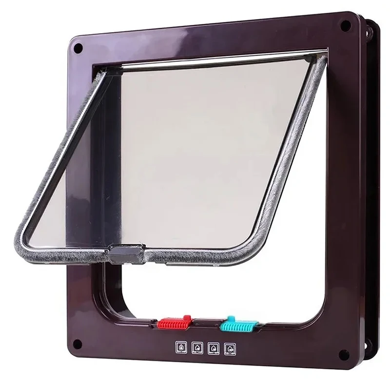 Dog Cat Flap Door with 4 Way Security Lock ABS Plastic Pet Gate Kit