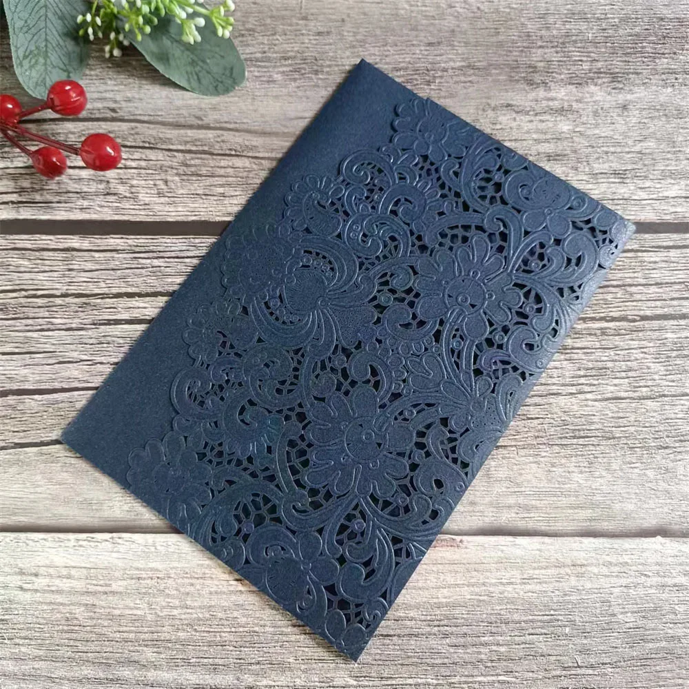 Embossing Wedding Invitation Card with Envelopes and RSVP Flower, Laser Cut  Pocket, Bridal Shower, Birthday Celebration, 50Pcs - AliExpress, image size:1000x1000