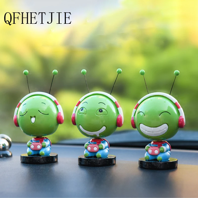 QFHETJIE Car Ornaments Cute Green Hi Song Bug Worm Shaking His Head Doll  Resin Creative Cartoon Car Interior Decoration for Sale| | - AliExpress