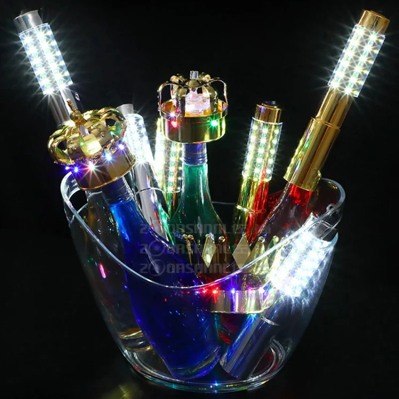Long LED Champagne Bottle Sparklers 60/80CM Rechargeable Strobe Batons for VIP Bottle Service at Bars and Nightclubs