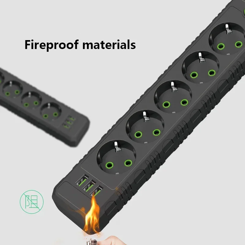 EU ÷ Ƽ 3/4/5 AC ܼƮ  , 2m ͽټ ڵ  , 3 USB Ʈ, 2500W Ʈũ 