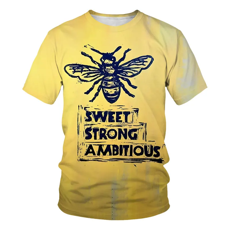 

Hot Sell Summer Men's Bee Honey 3D Printed Short Sleeve T Shirt Unisex Casual Outdoor Streetwear Graphic T Shirts oversized tops