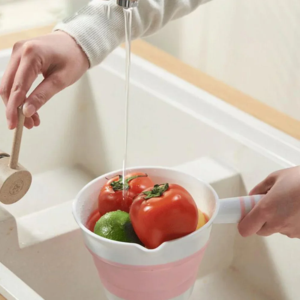 Portable Folding Water Ladle Kitchen Bathroom Bathing Hair Washing Silica fruits vegetables Water Scoop Collapsible Travel Spoon