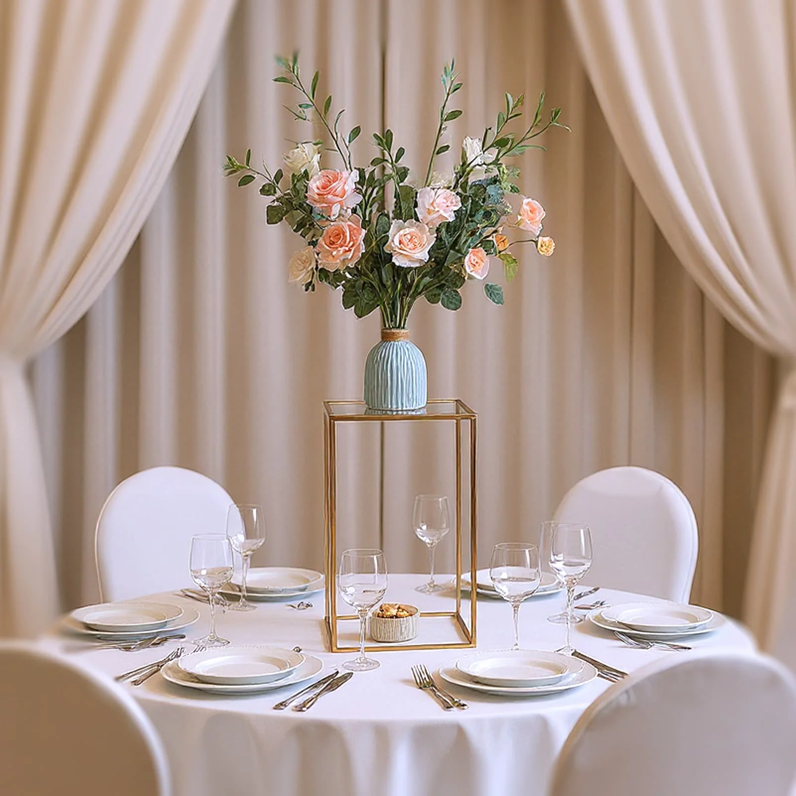 4 Stück Metall-Blumenständer, 40 cm/60 cm/80 cm, goldener Blumenständer für Blumenarrangements, geometrischer Vasenständer für Party-Events – Detail 9