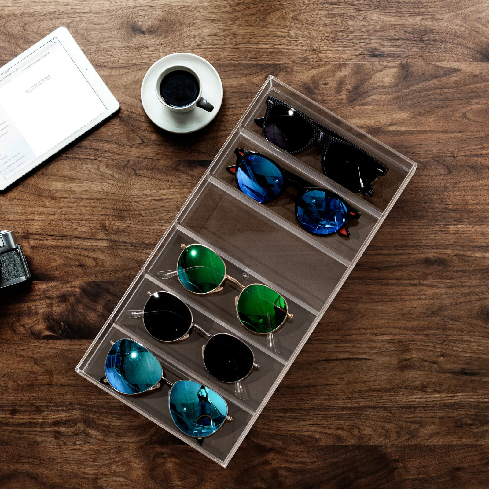 Présentoir à Lunettes Mural 5 Niveaux En Acrylique Transparent - Range Jusqu'à 5 Paires, Design Moderne - 3