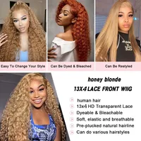 Perruque 27 Blond Miel 13x6 Cheveux Humains Bouclés Pré-Pluckée avec Baby Hair pour Femmes Noires Perruques Vietnamiennes Originales 32 36 Pouces Densité 250 5