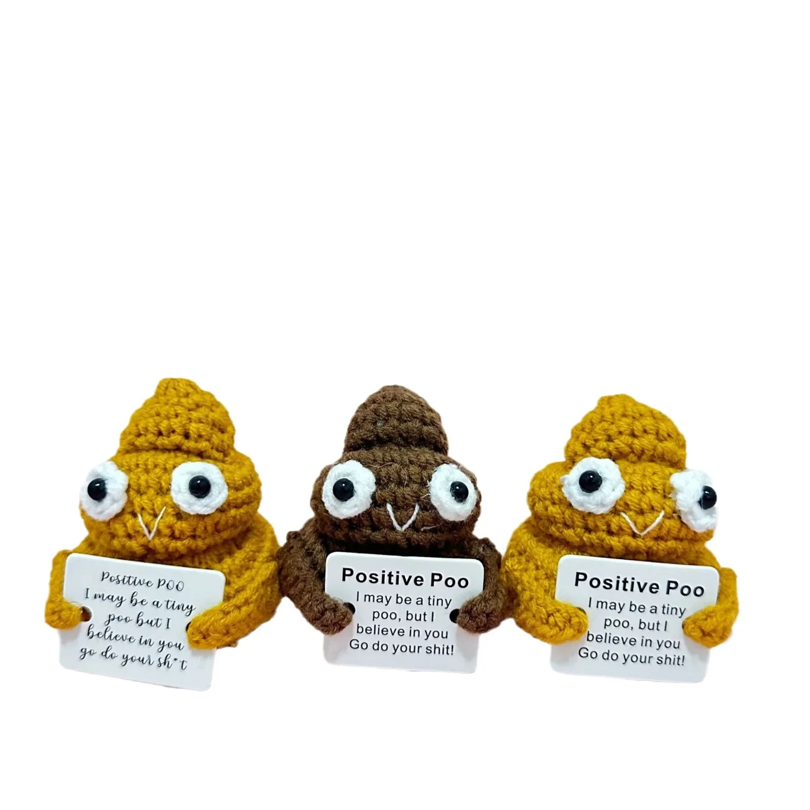 Knitting Wool With Positive Card Poo Holiday Pocket Hug Party Portable  Funny
