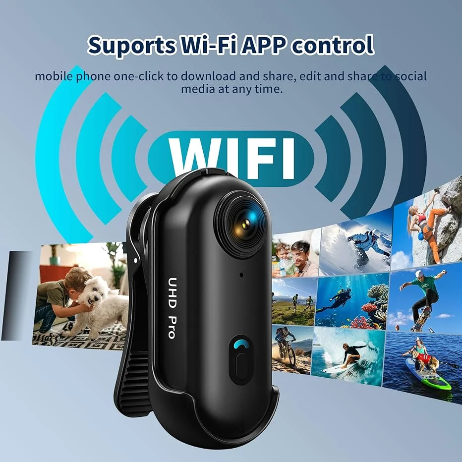 HD Action Camera Mini 4K WiFi Wireless Magnetic Portable POV Cam 1080P  Portable Vlog Video Bodycam for Helmet Motorcycle Sports