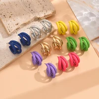 New Elegant Women Dangle Earrings C-shaped Painting Girls Hoop Earrings Flannelette Geometric Statement Earrings pendientes - Image 2
