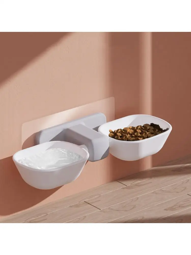 

New Pet Wall-mounted Cat Bowl Anti-wet Mouth Anti-overturning Water Bowl Adjustable Height Removable