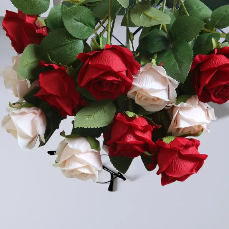 

Rose Artificial Flower DIY Wedding Indoor Decoration Mariages Cheap Fake Flowers Home Room Garden Decor Office Table Photo Shoot