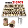 210/165/100PCS Box Rivet Nuts Carbon Steel M4 M5 M6 M8 M10 M12 Flat Head Rivet Nuts Set Hardware Multi Sizes Insert Rivet Nuts 3