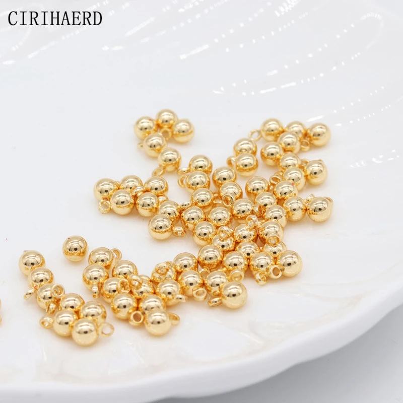 14K Real Gold Plated Beads For Ornaments Bracelets Pendant Spacer Loose Bead  Handmade DIY Jewelry Accessories Findings Wholesale